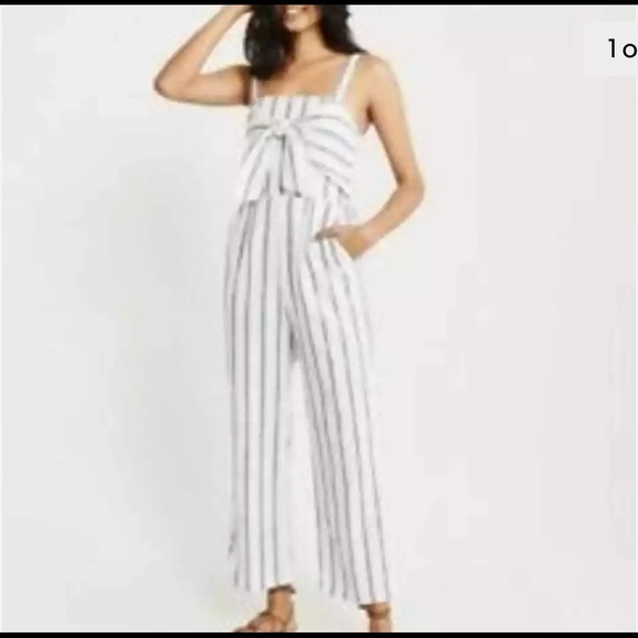 Abercrombie & Fitch Pants - ABERCROMBIE & FITCH Stripe Tie Front Linen Blend Jumpsuit Playsuit XL